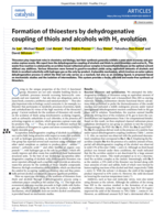 Formation of thioesters by dehydrogenative coupling of thiols and alcohols with H(2)evolution