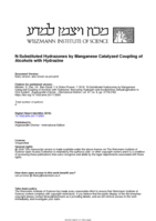 N-Substituted Hydrazones by Manganese Catalyzed Coupling of Alcohols with Hydrazine: Borrowing Hydrogen and Acceptorless Dehydrogenation in One System
