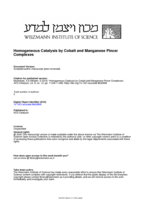 Homogeneous Catalysis by Cobalt and Manganese Pincer Complexes